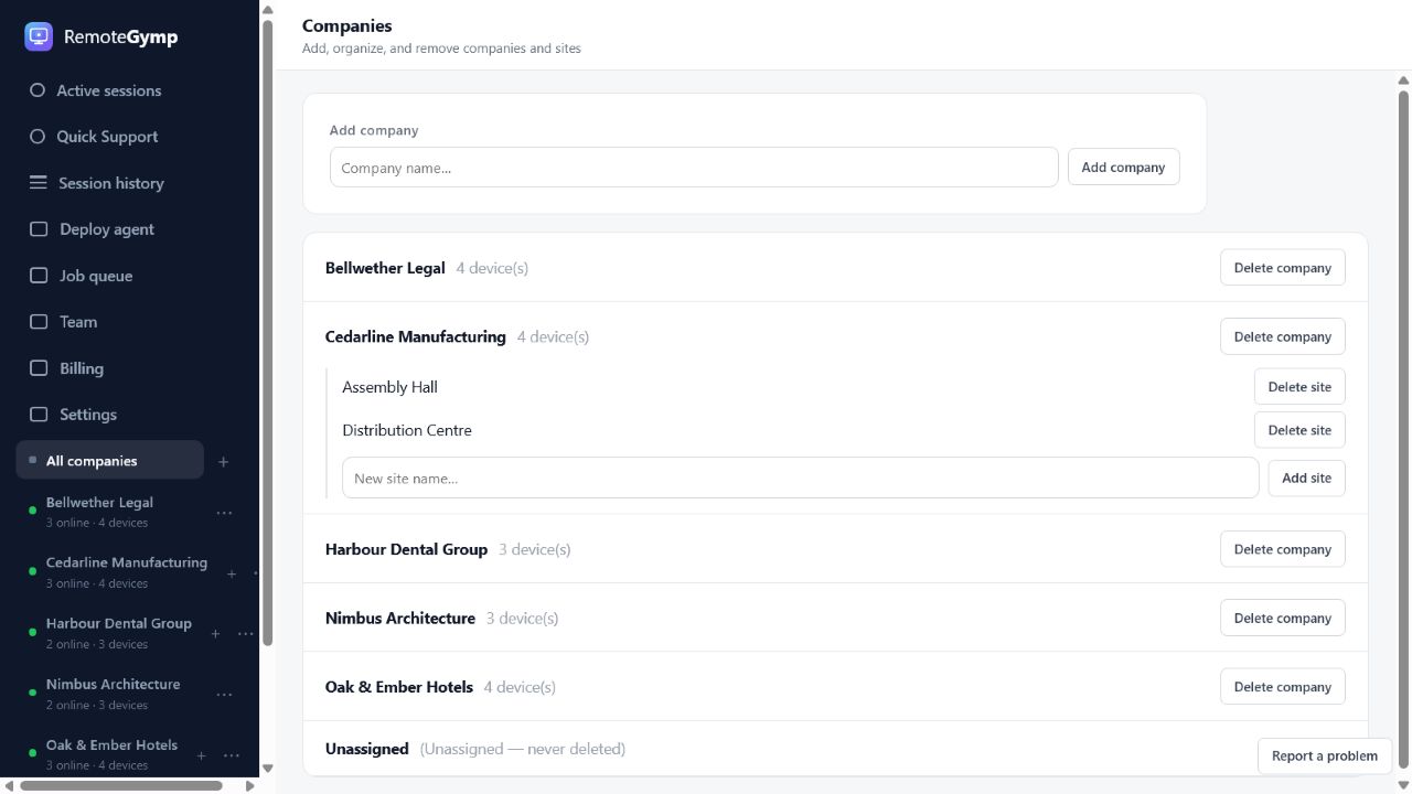 Everything you reach for, already here. — RemoteGymp device dashboard preview