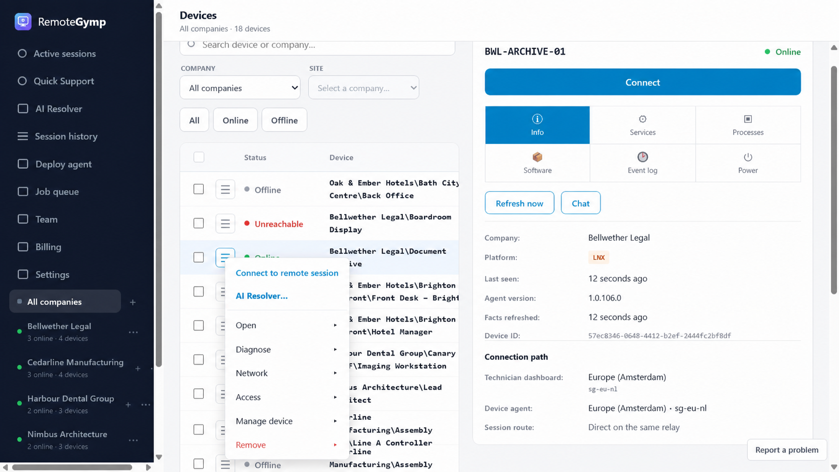 Everything you reach for, already here. — RemoteGymp device dashboard preview