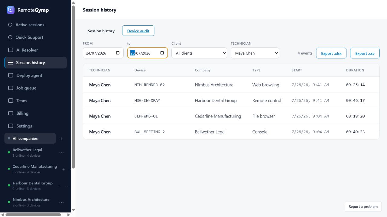 Control without the complexity. — RemoteGymp device dashboard preview