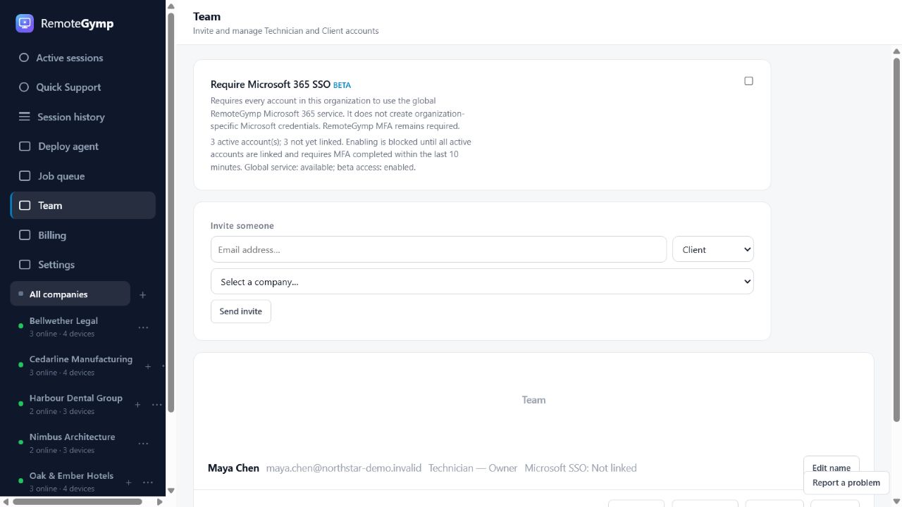 Control without the complexity. — RemoteGymp device dashboard preview